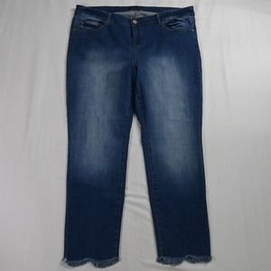 IVAN + RYAN 20W Skinny Raw Hem Plus Medium Wash Stretch Denim Jeans‎